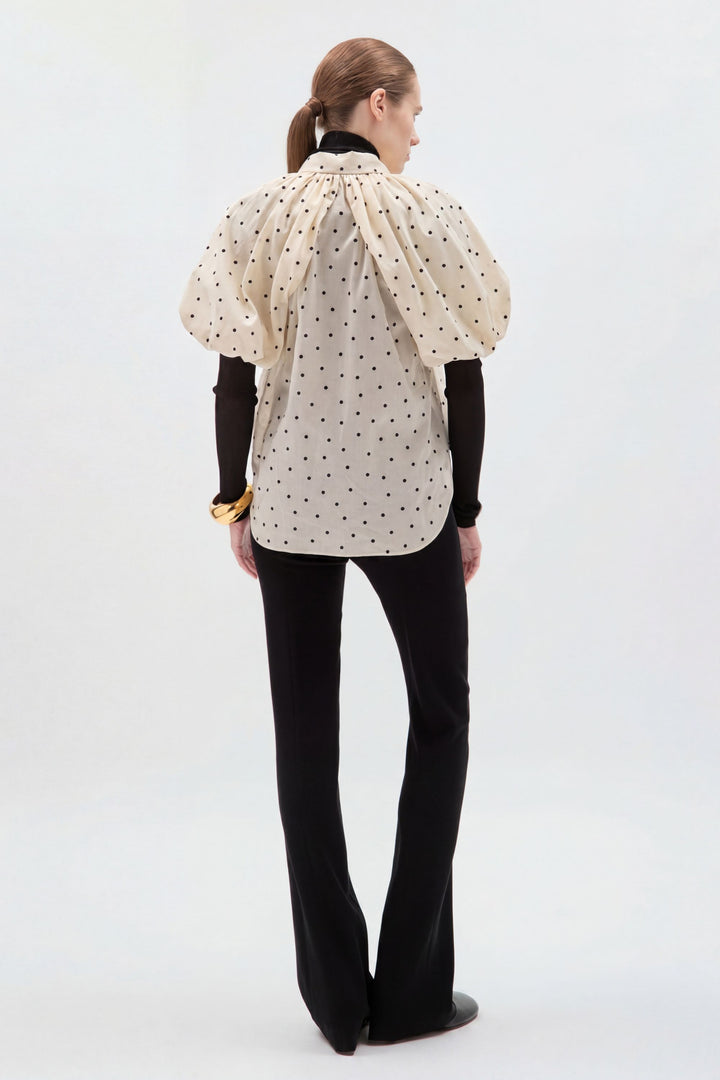 Charlie Shirt in Polka Dot Flocked Cotton Voile