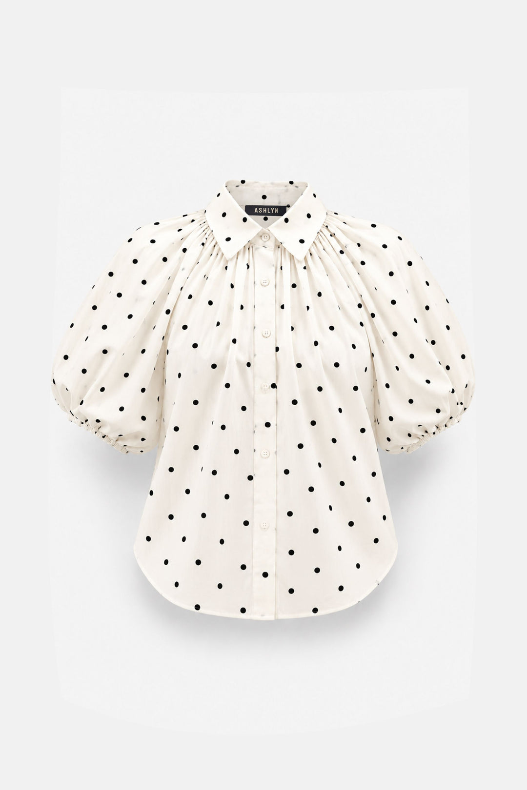 Charlie Shirt in Polka Dot Flocked Cotton Voile