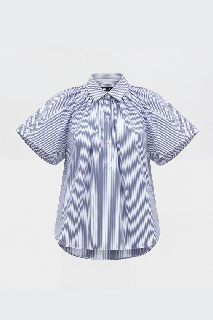 Reese Shirt in Striped Lux Poplin
