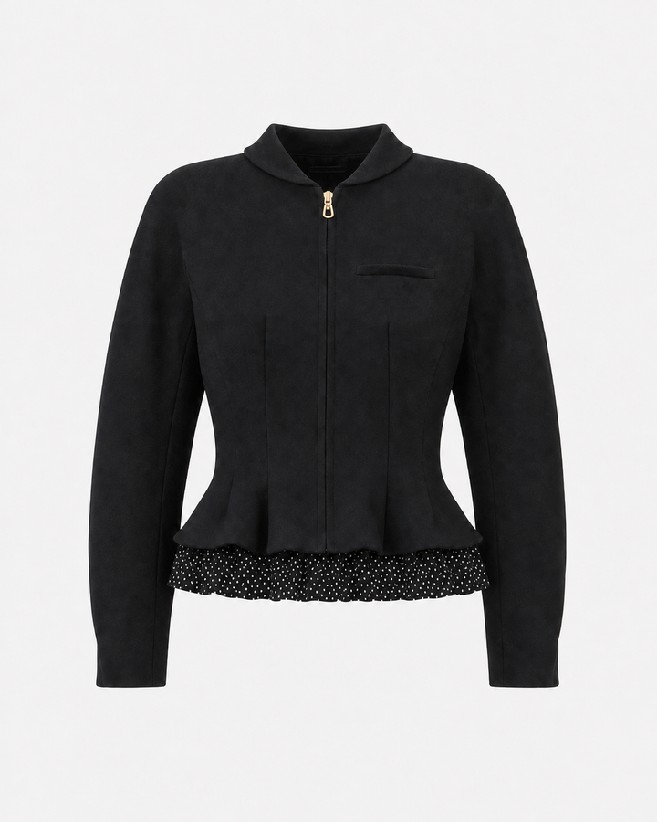 Roya Bomber with Ruffle Trim